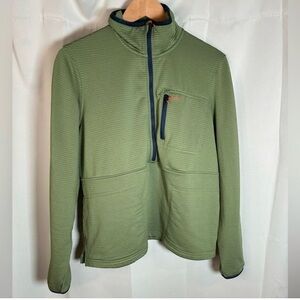 Orvis olive Green and navy blue Pullover quarter zip